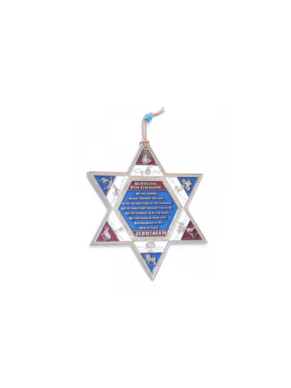תליית קיר מגן דוד בציפוי כסף עם שבט... | מָגֵן דָוִד